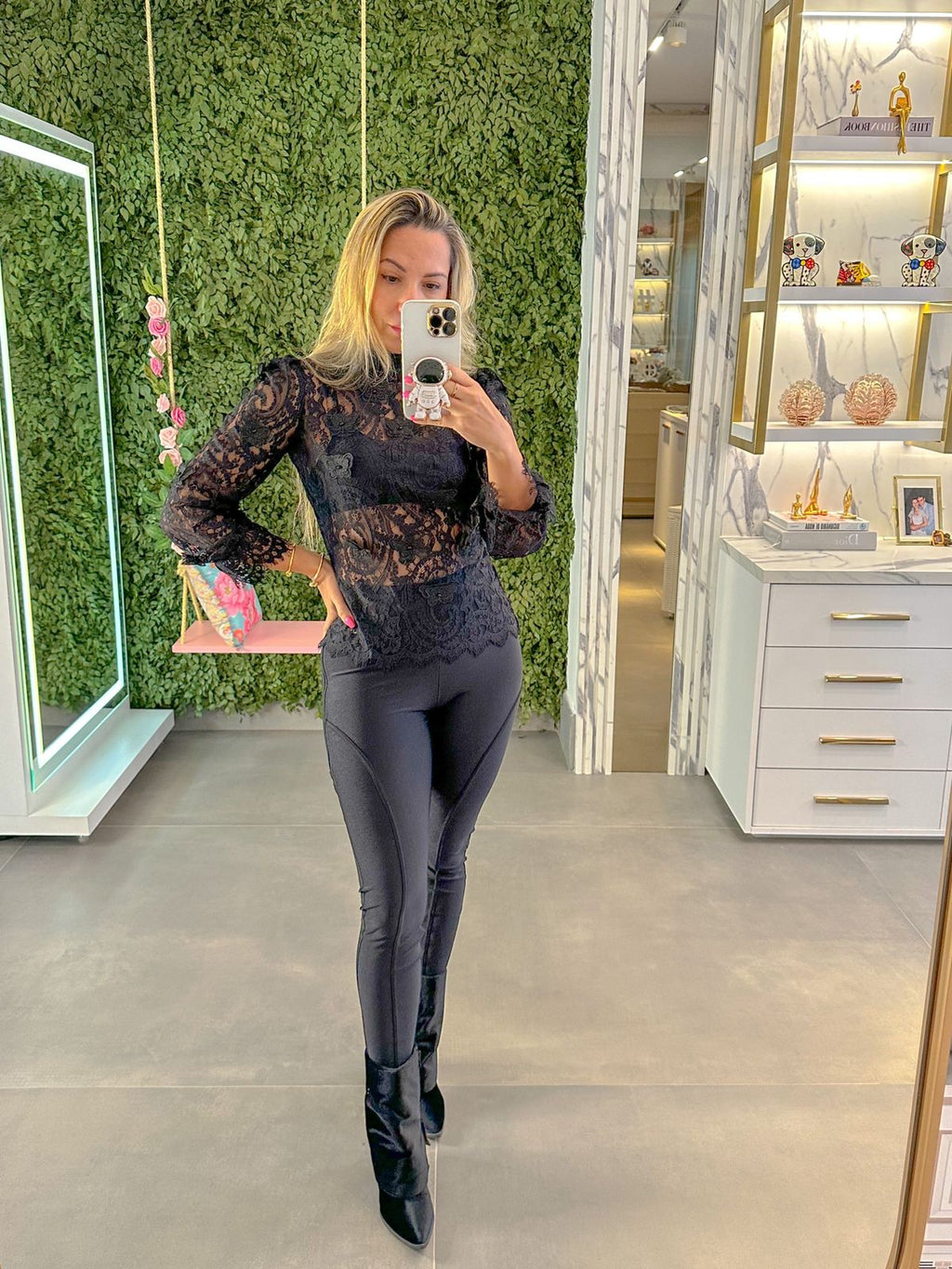 Calça Fashionable Com Zíper Preta