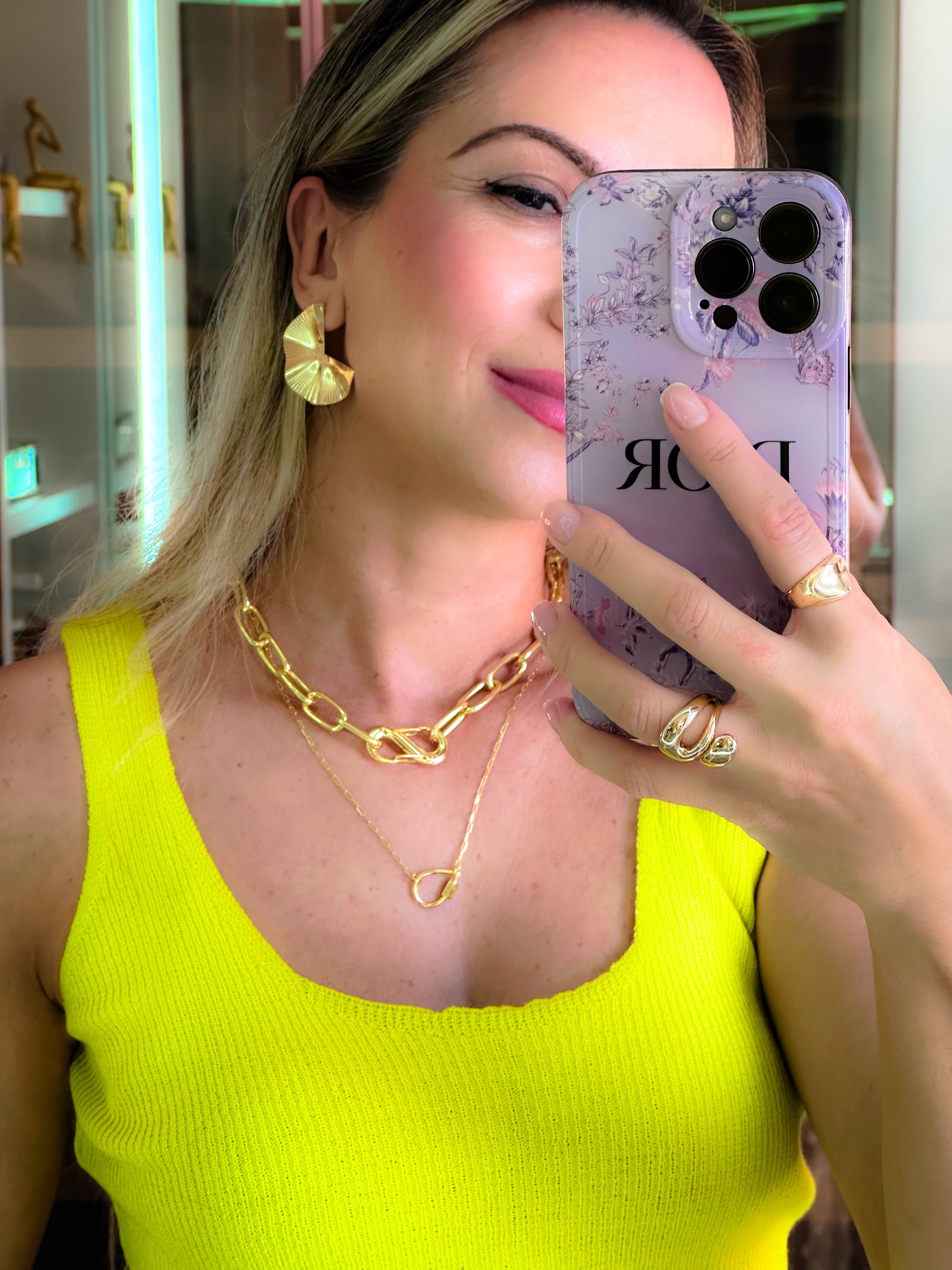 Brinco leque dourado