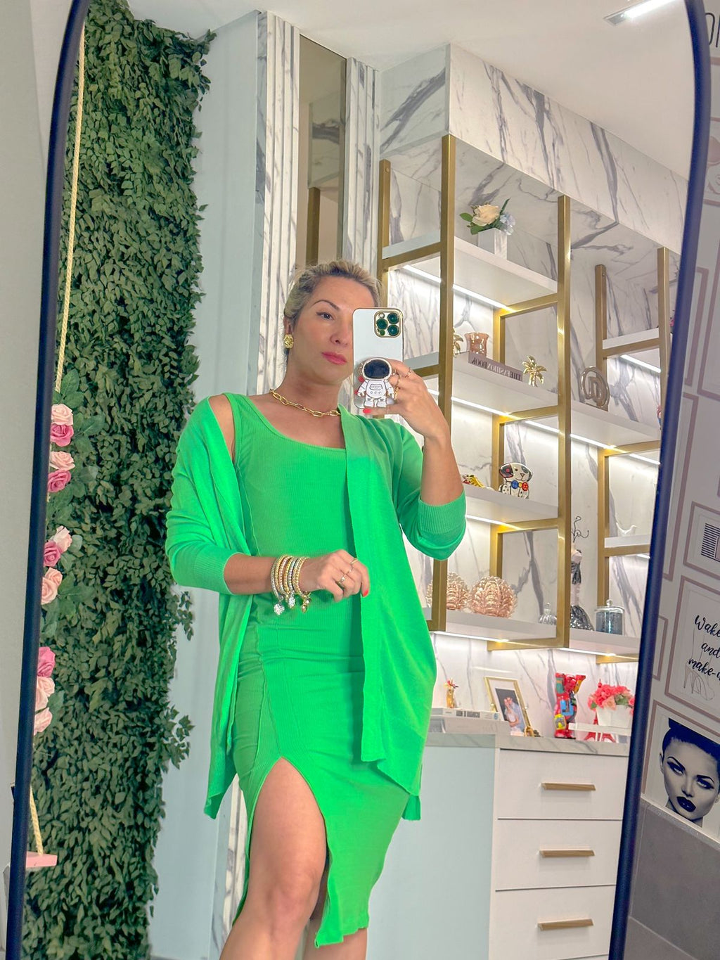 Vestido Midi Canelado Verde Groovy