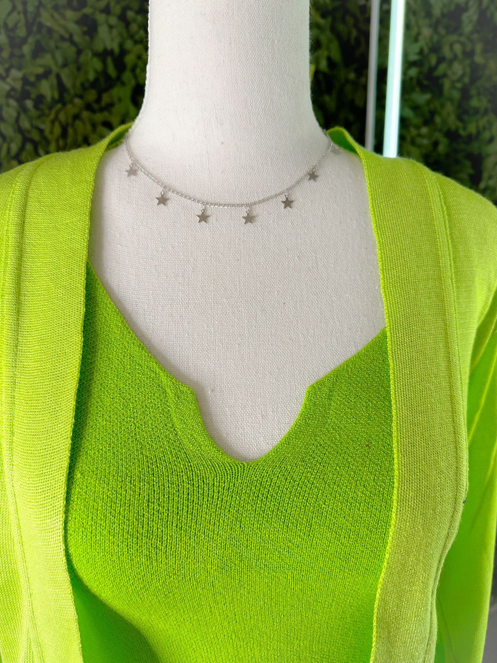 Cardigan em Tricot Liso Verde