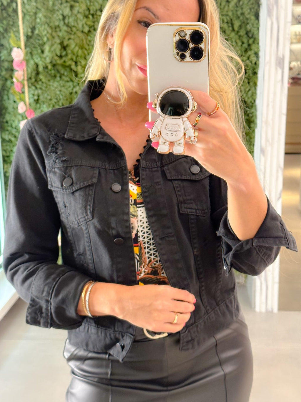 Jaqueta Feminina Sarja Jeans preta