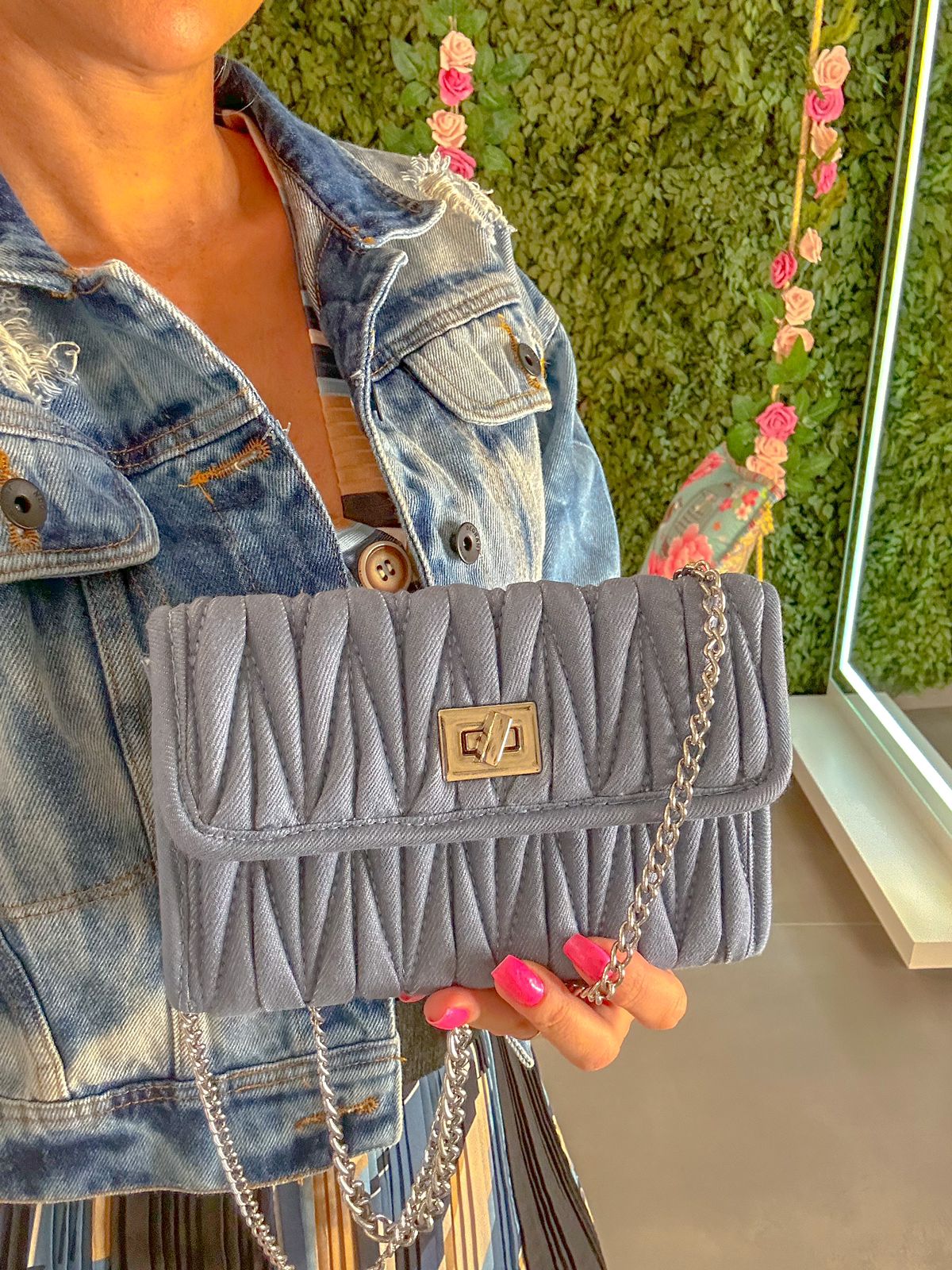 Bolsa Jeans Biro Inspiração Miu Miu