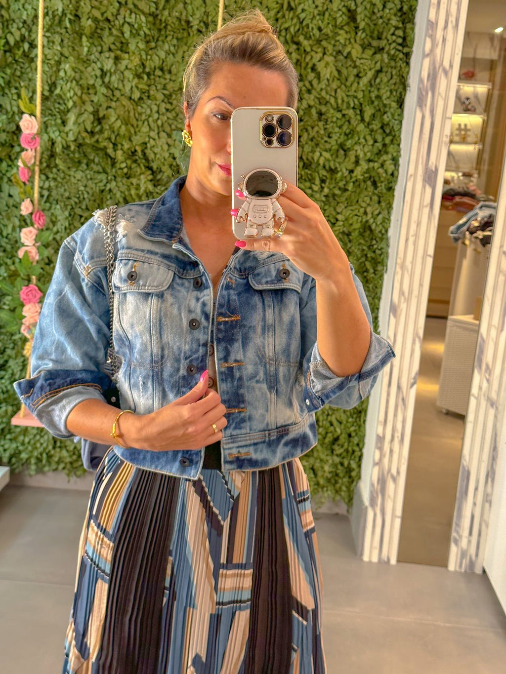 Jaqueta Cropped Jeans Feminina Media Degrant