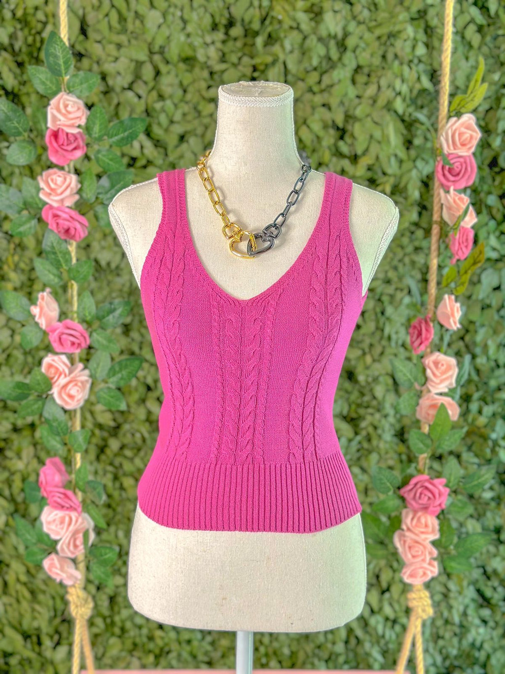 Blusa em tricot com detalhes trançado Pink