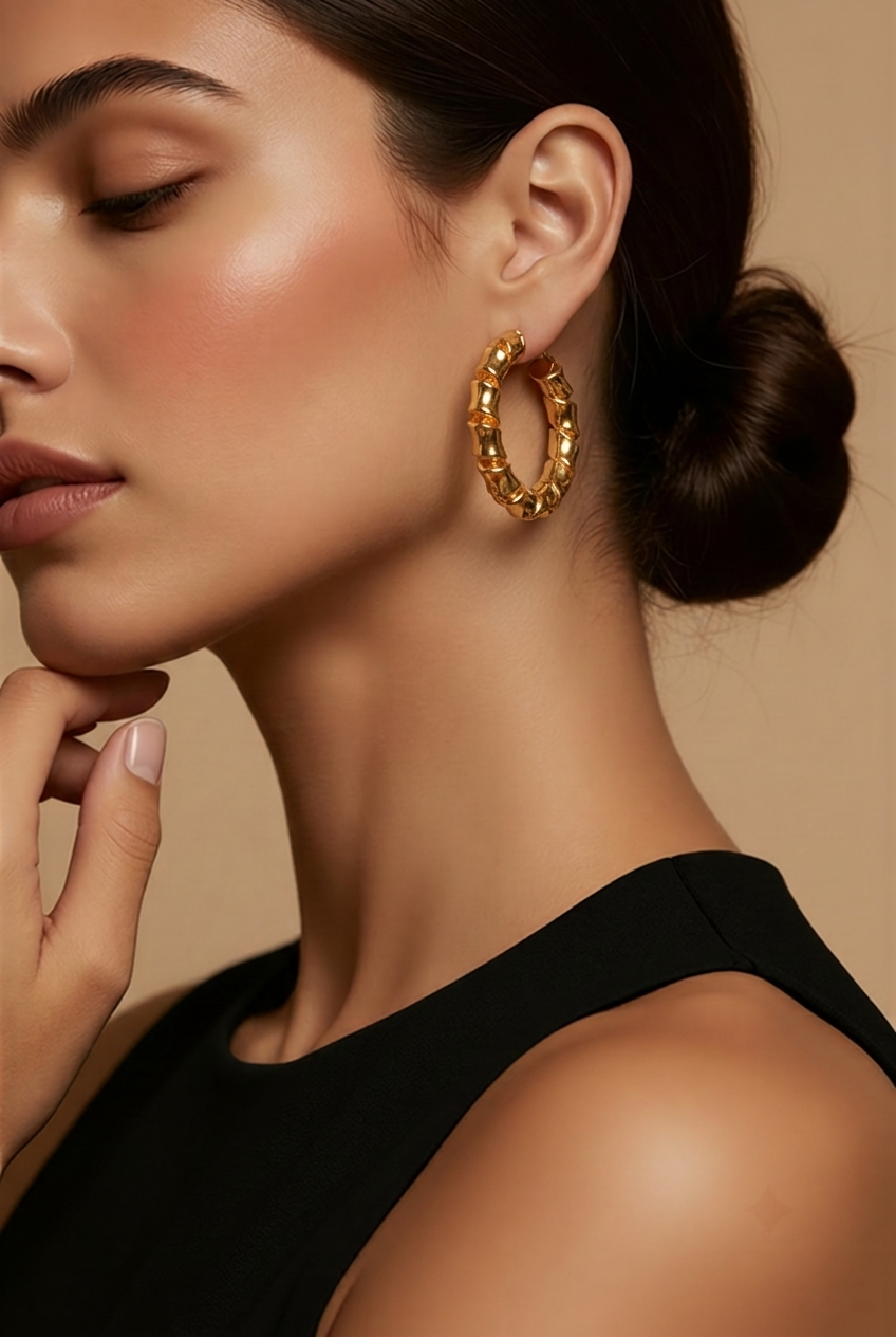 Brinco semi joia argola design fashion