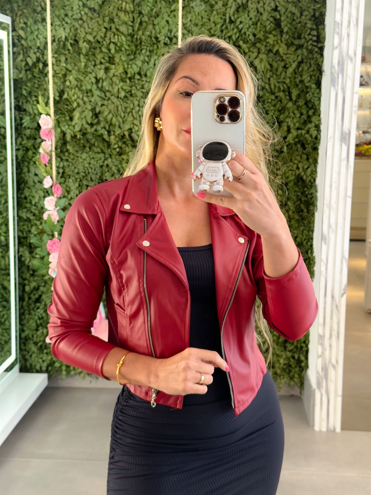 Jaqueta Couro Eco Bordo