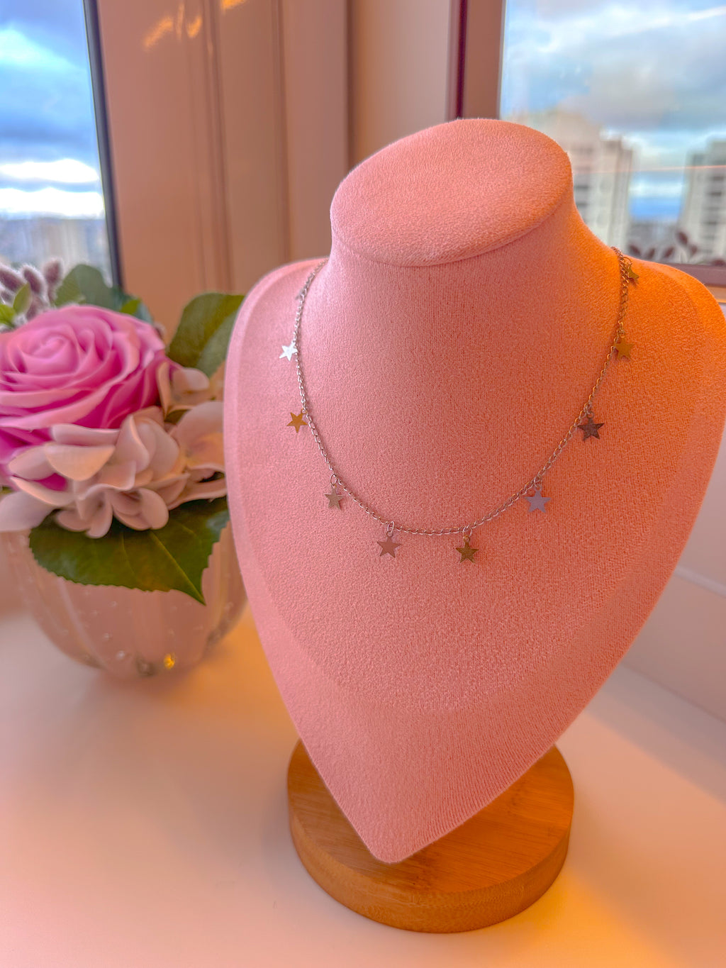 Choker estrelas em prata