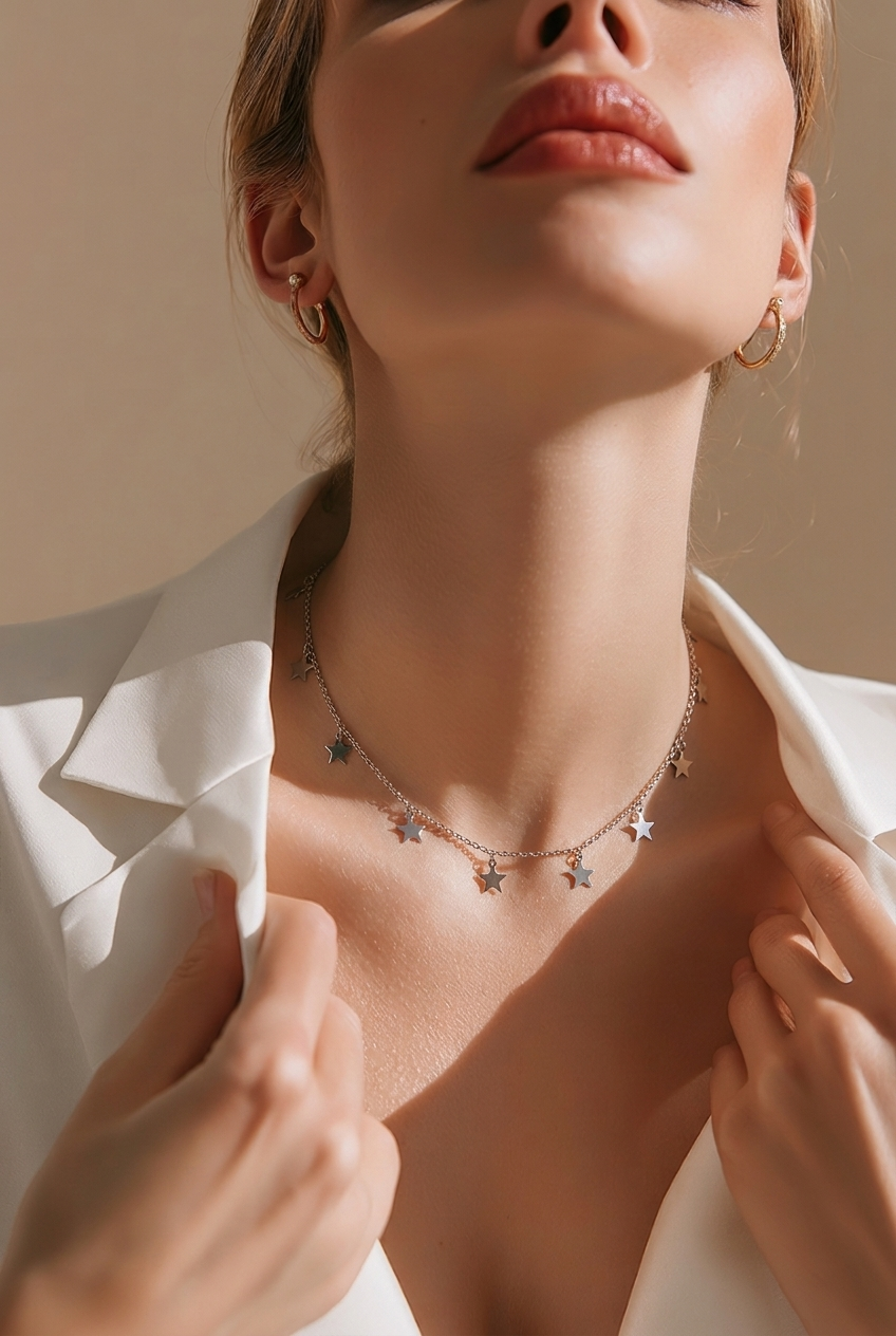 Choker estrelas em prata