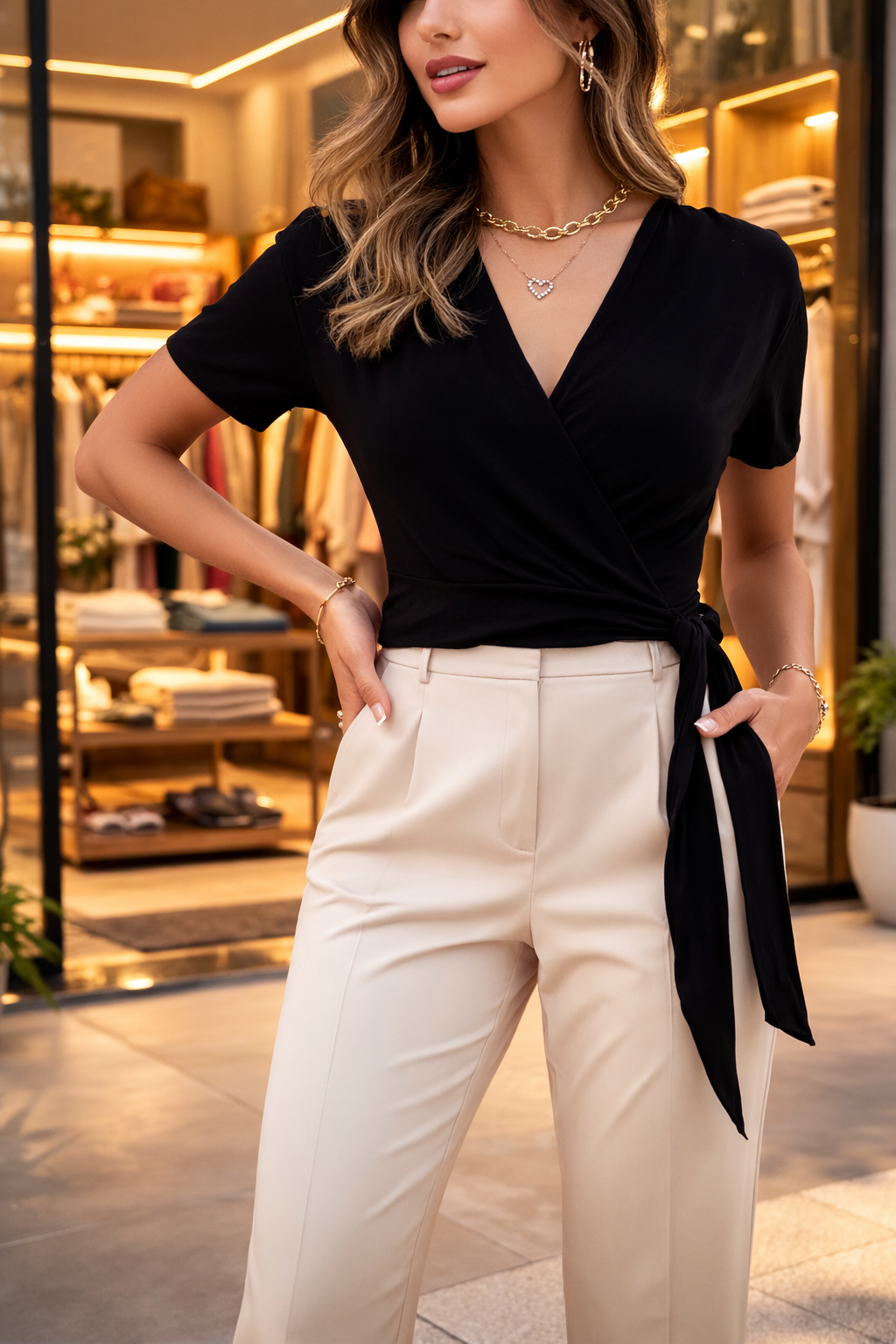 Blusa Transpassada Lisa Black
