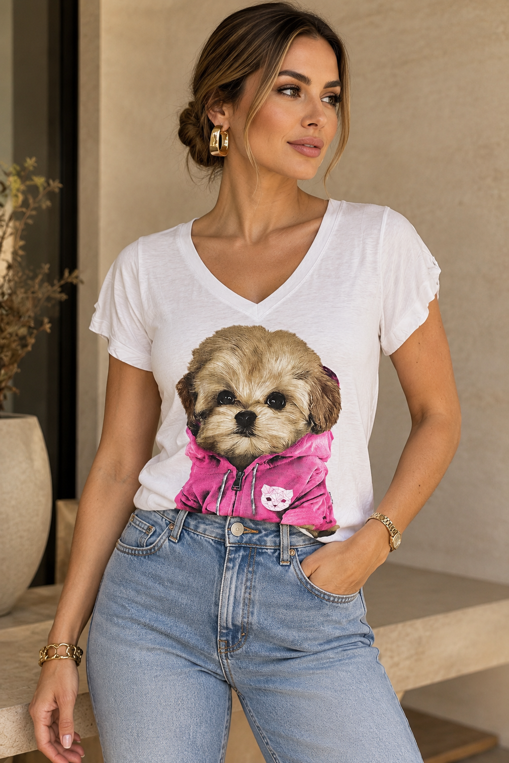 T-Shirt Dog com Jaqueta