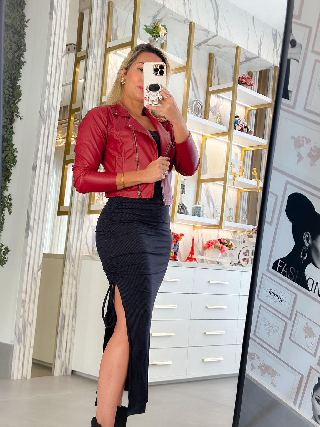 Jaqueta Couro Eco Bordo