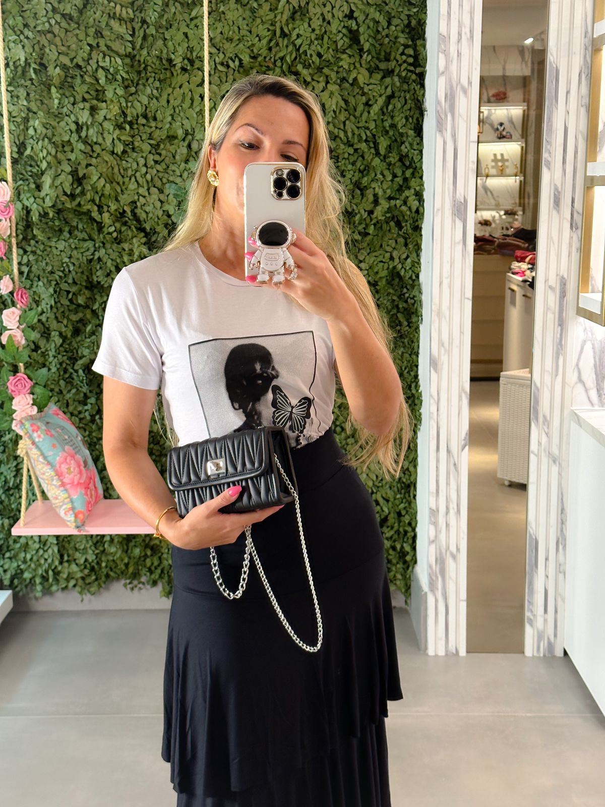 Bolsa Biro Inspiração Miu Miu Preta