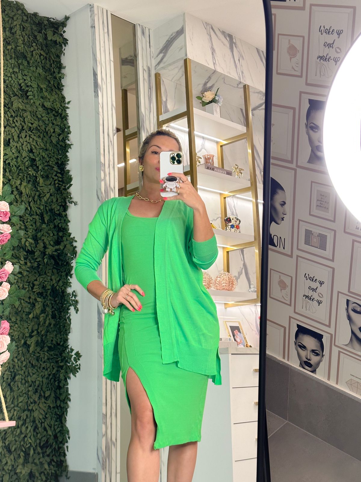 Vestido Midi Canelado Verde Groovy