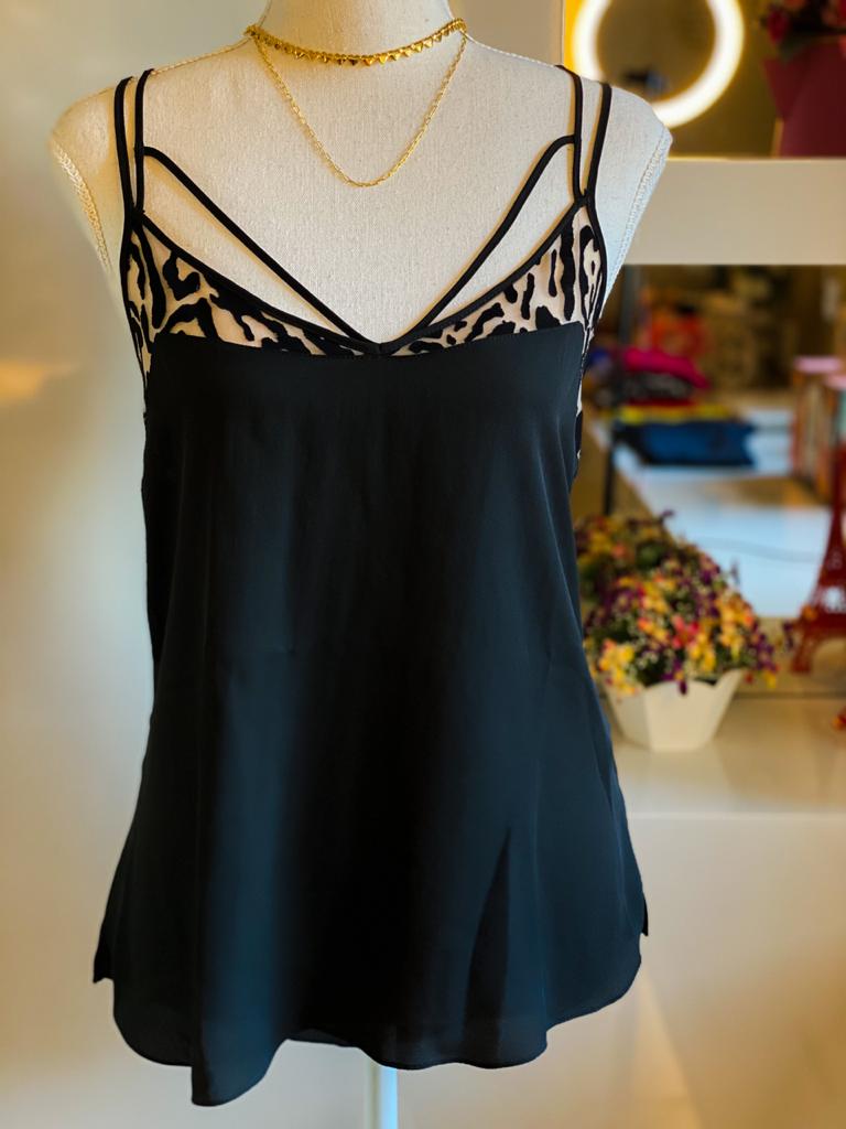 Blusa alcinhas com detalhe tule Rosa Cha