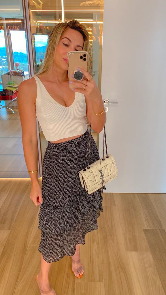 Saia em Crepe Plissada Luana