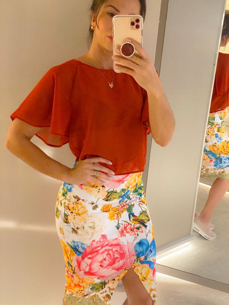 Blusa Manga Sino Florata