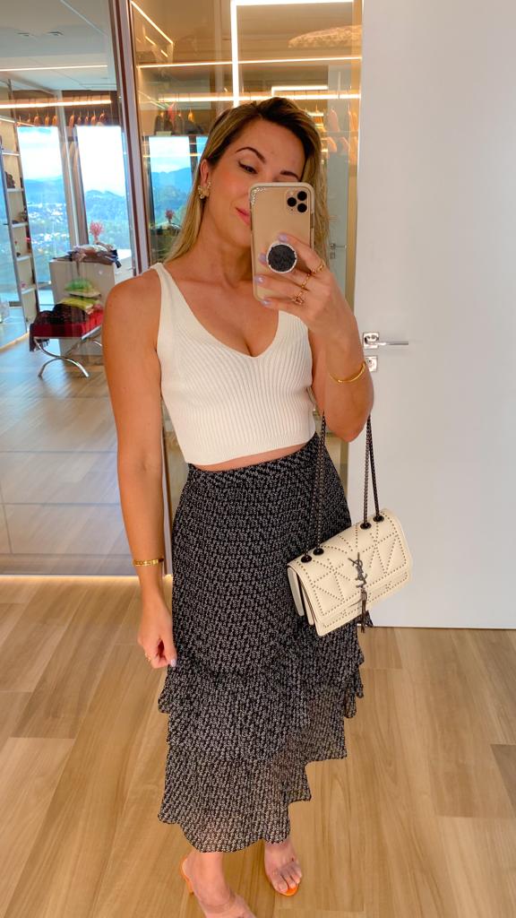 Saia em Crepe Plissada Luana