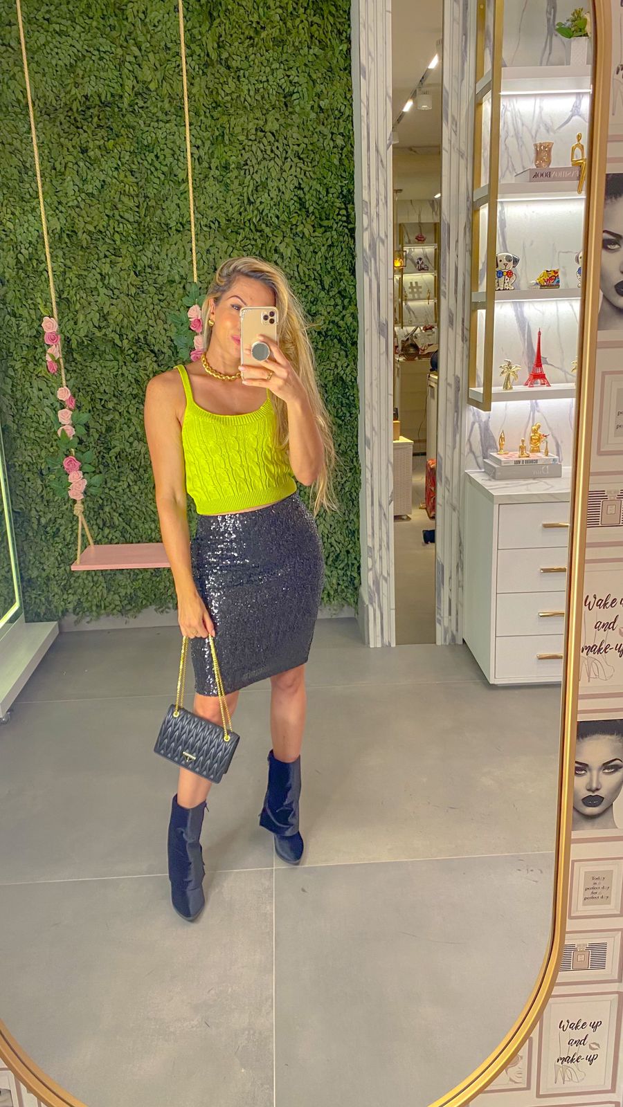 Blusa Cropped em tricot Verde