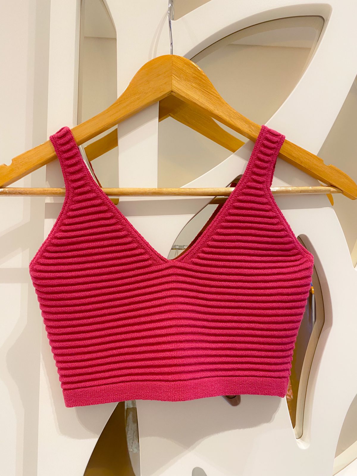 Cropped em tricot modal Pink