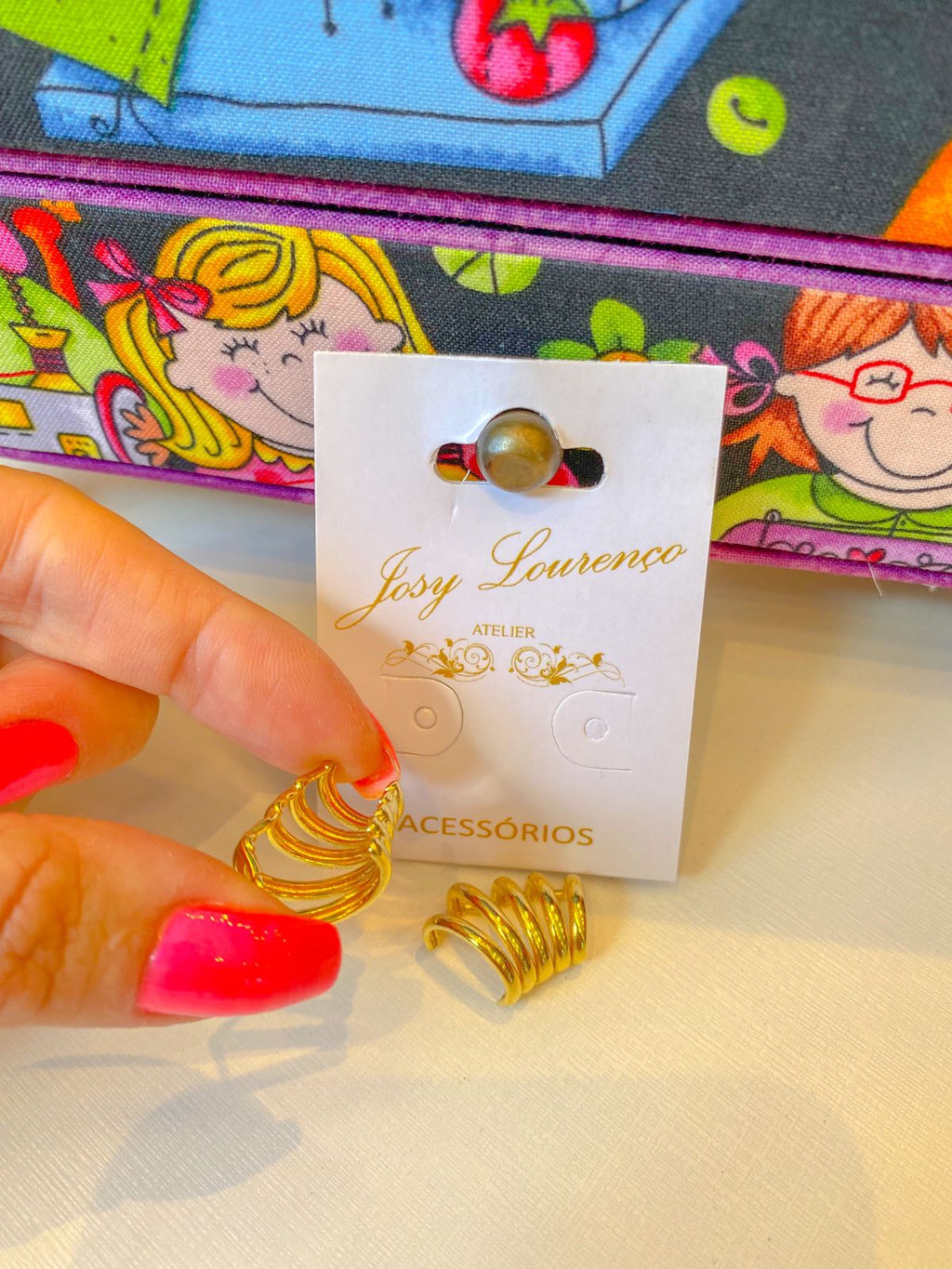 Brinco semi joia piercing fake fileiras liso