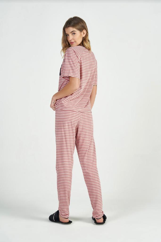 Pijama Manga Curta Listras