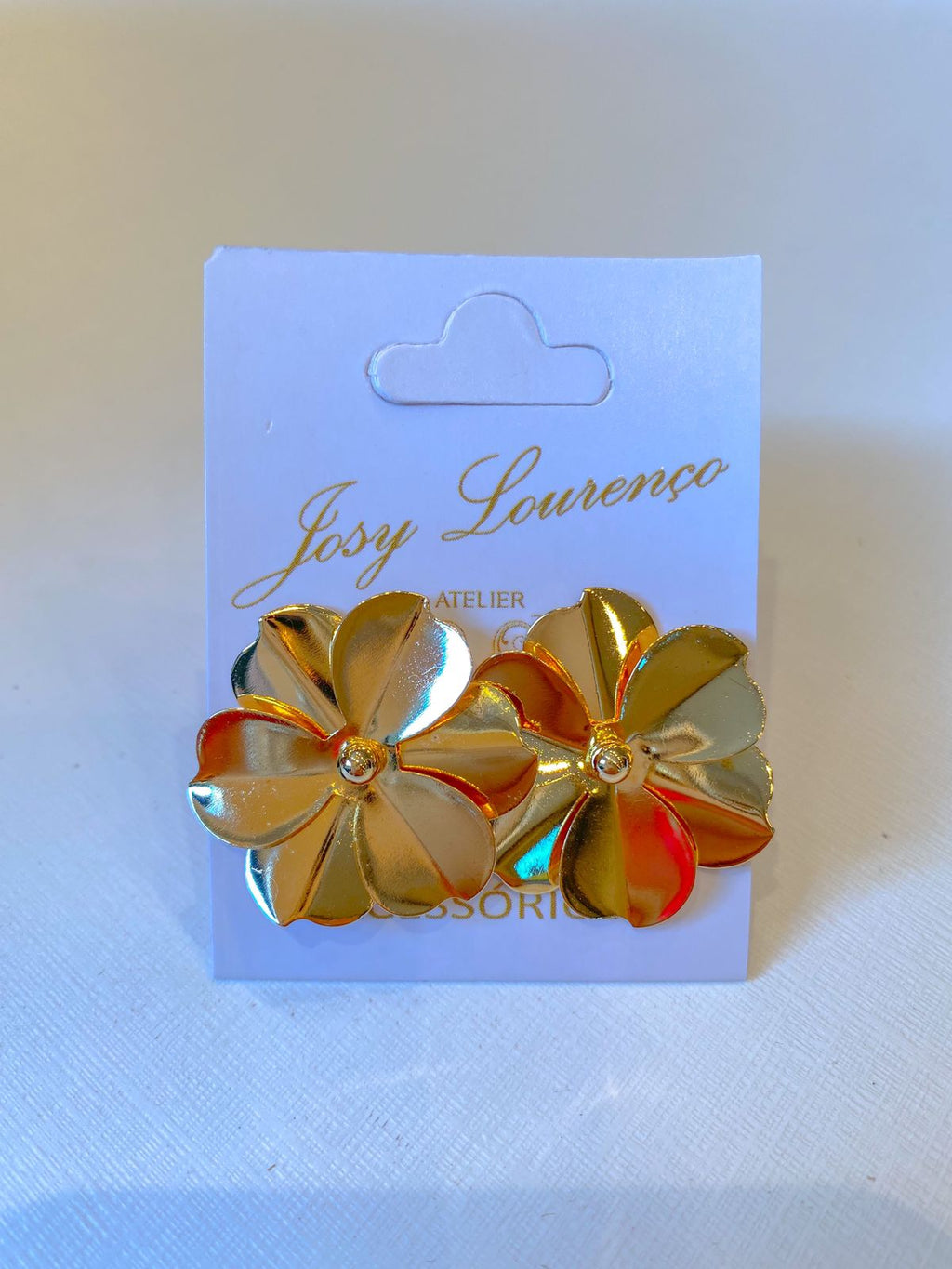 Brinco semi joia flor lisa