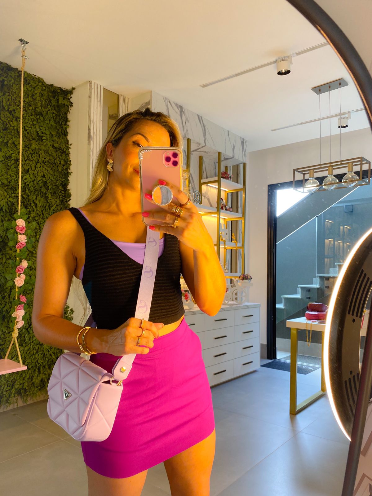 Cropped em tricot modal Preto