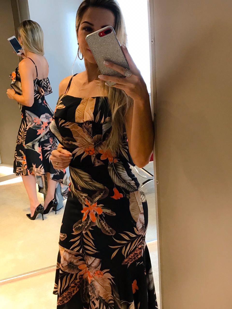 Vestido Alfaiataria em Seda Flowers