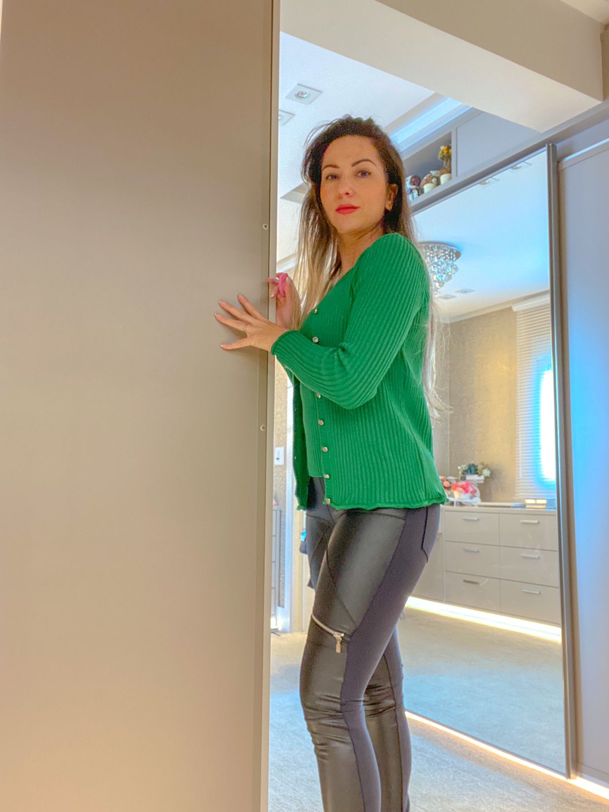 Cardigan Tricot Verde Bandeira