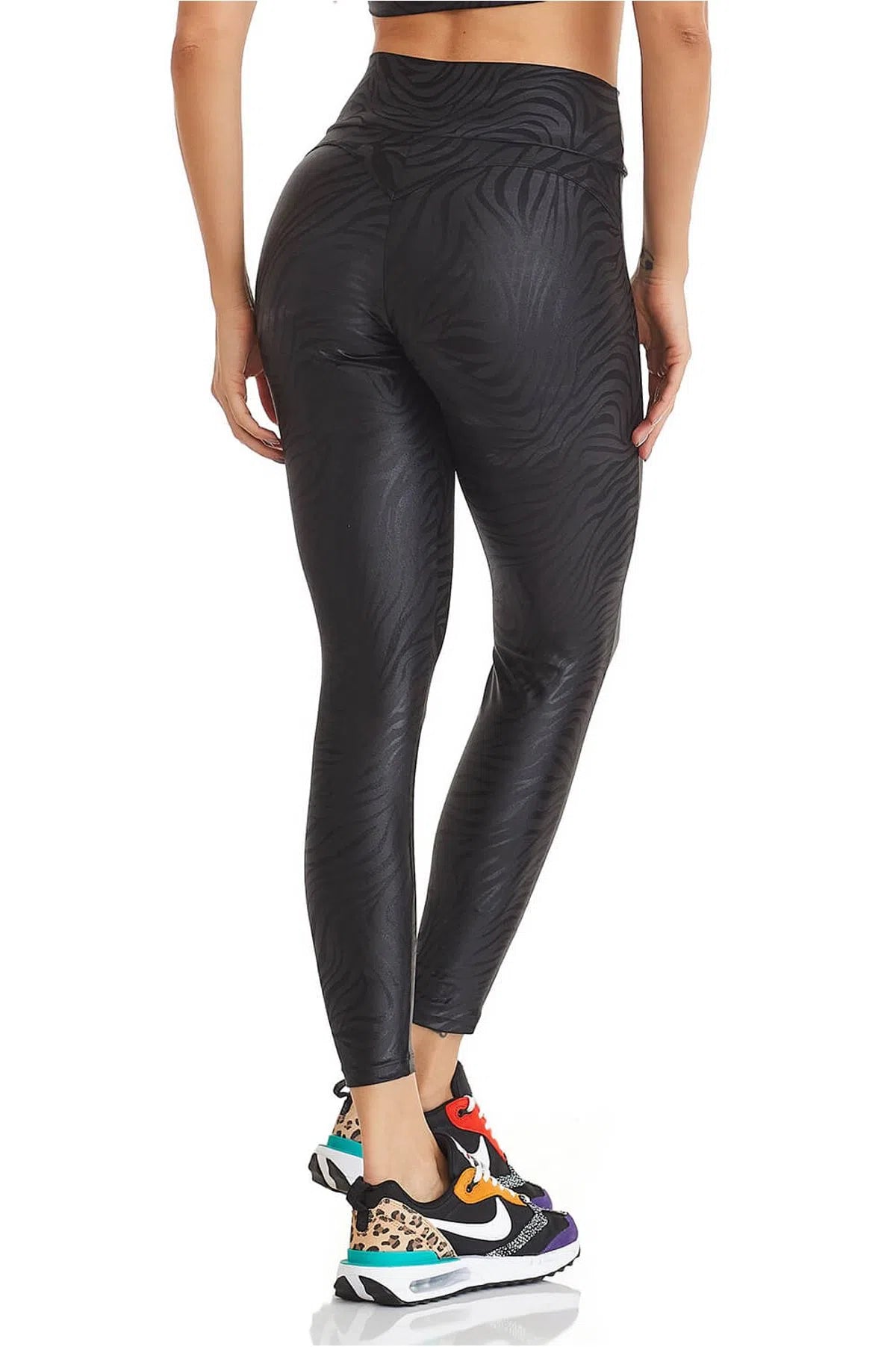 Calça Legging Animal Print Zebra Preta