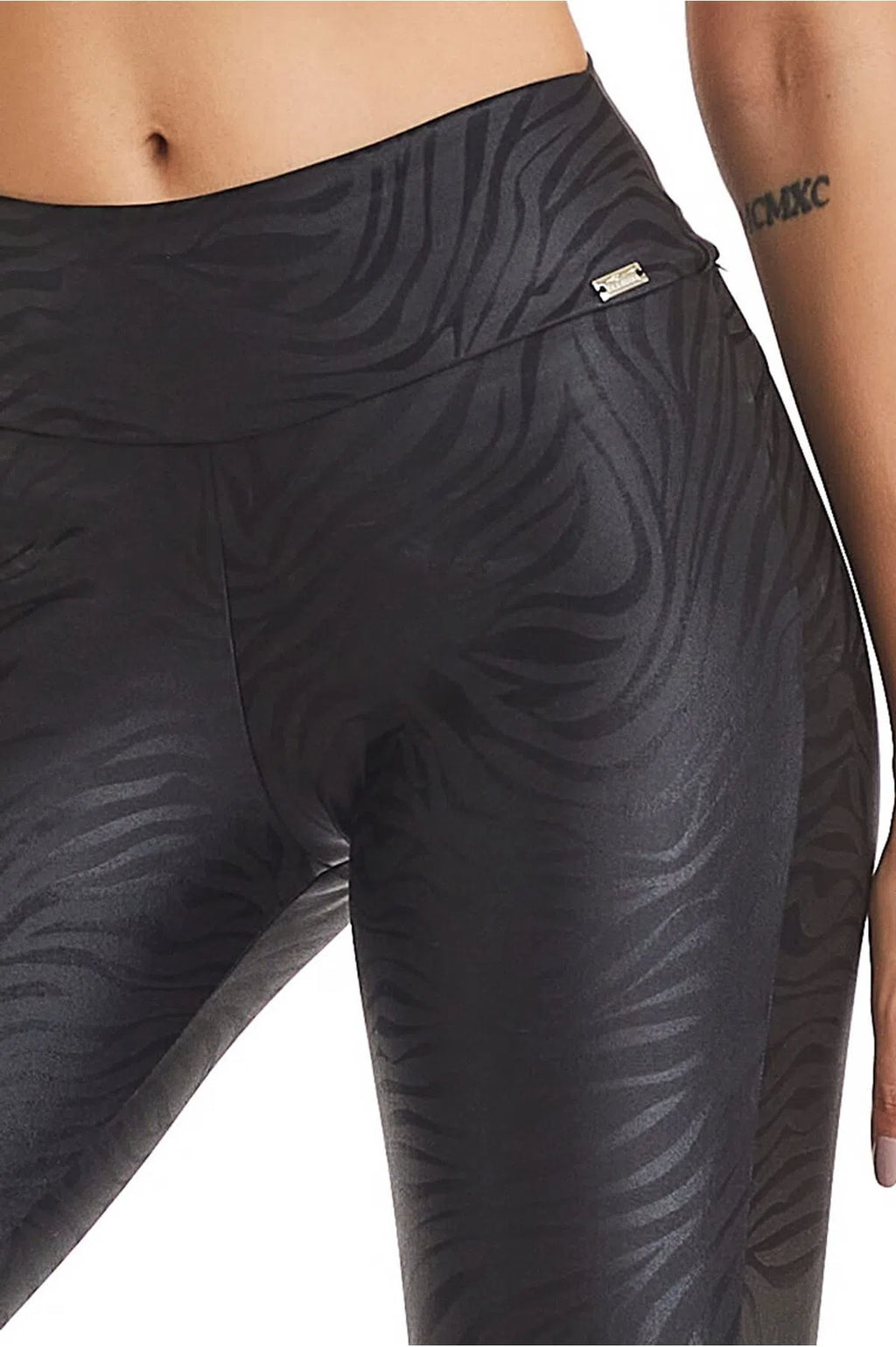 Calça Legging Animal Print Zebra Preta