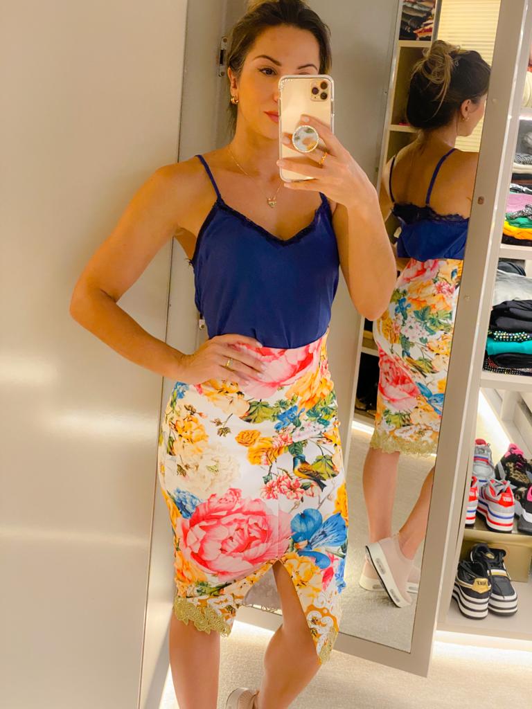 Blusa detalhe em veludo e renda orquidea My Place