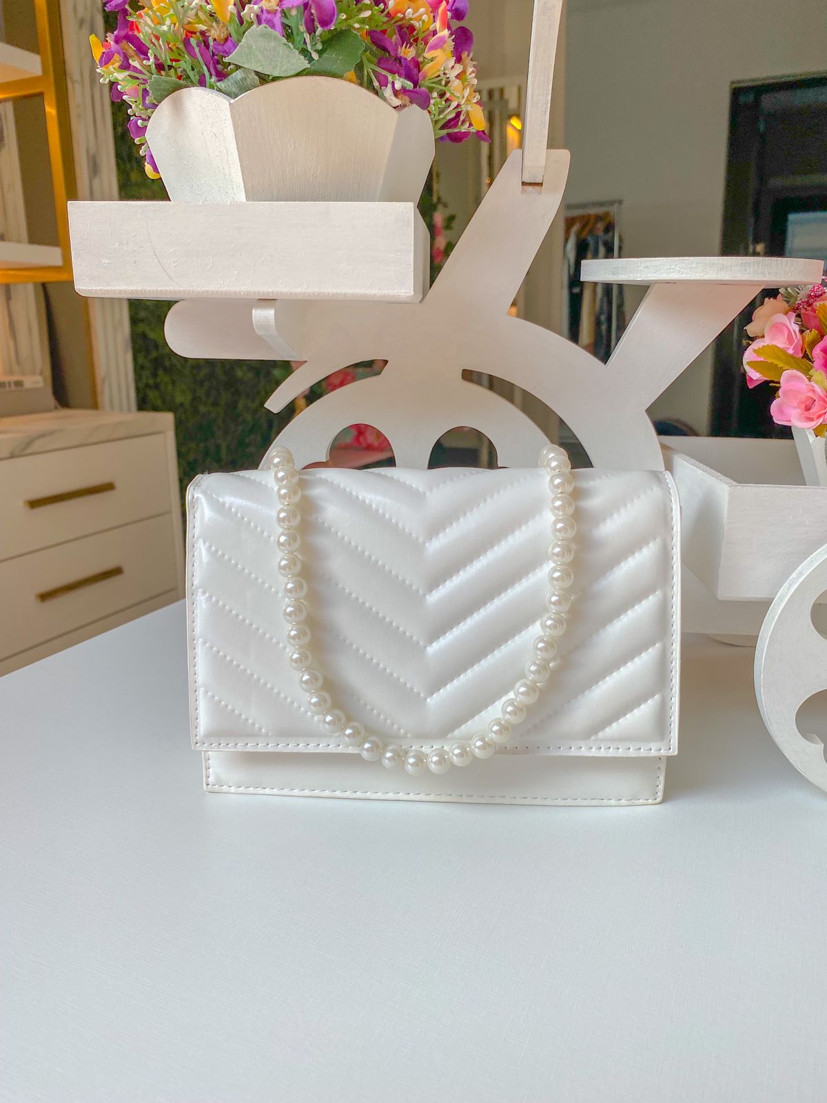 Bolsa Offwhite Perolas