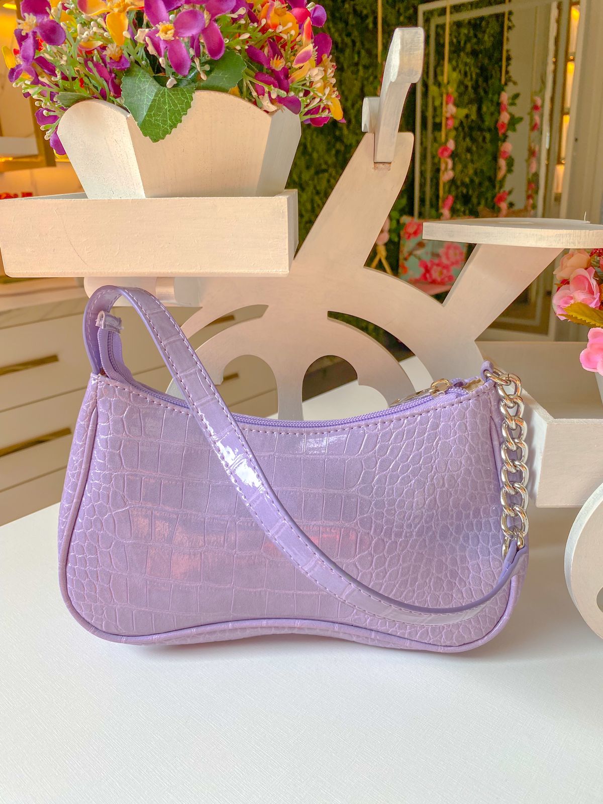 Bolsa Lilas Crocodilo
