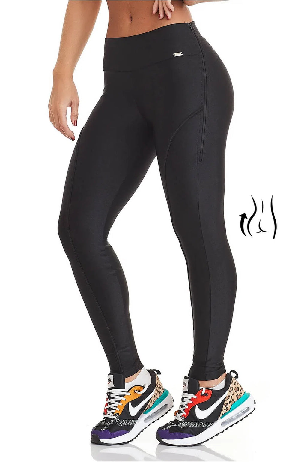 Calça Legging Fashionable Com Zíper Preta