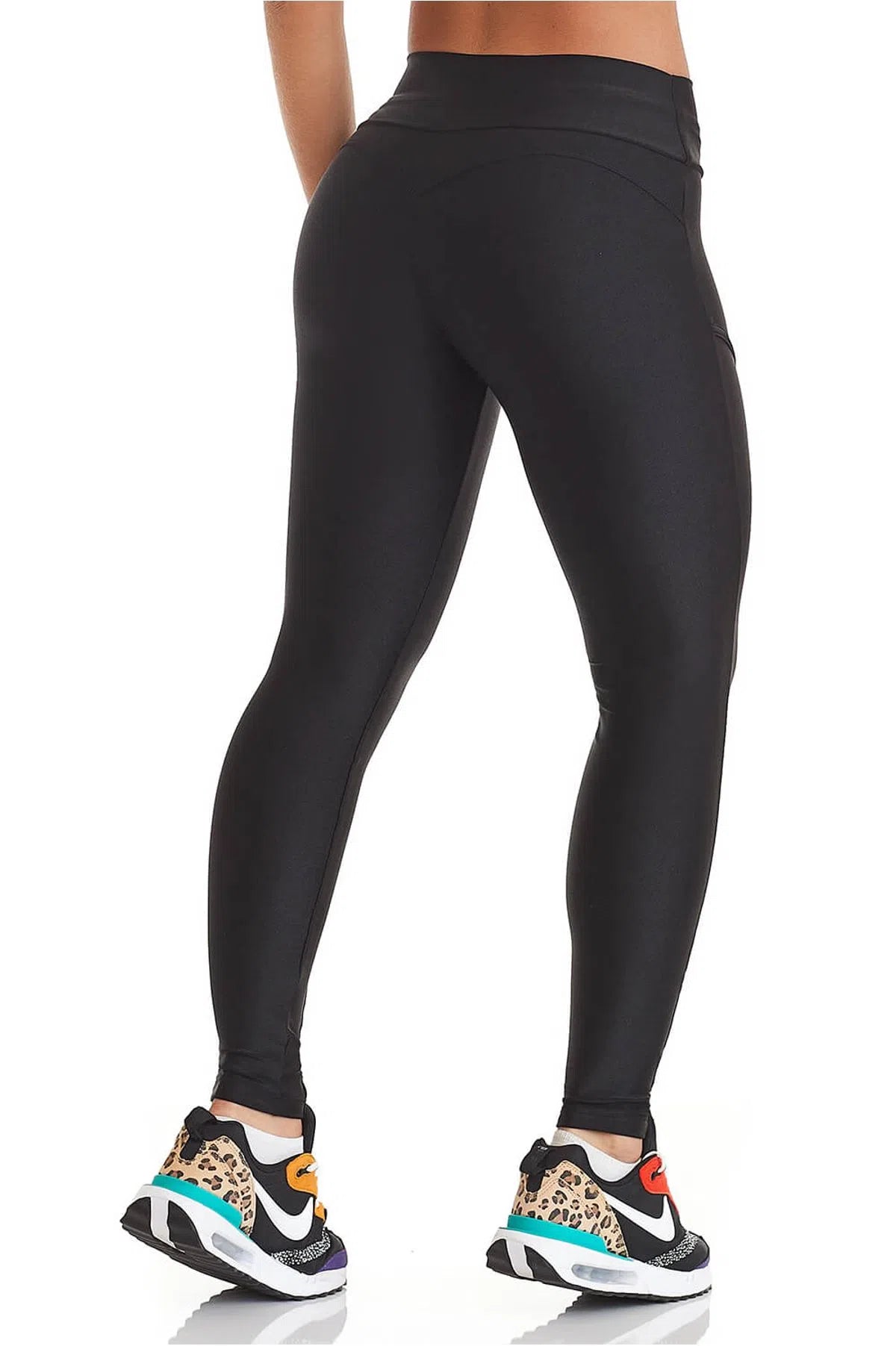 Calça Legging Fashionable Com Zíper Preta