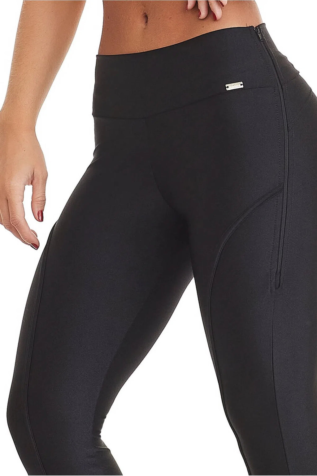 Calça Legging Fashionable Com Zíper Preta