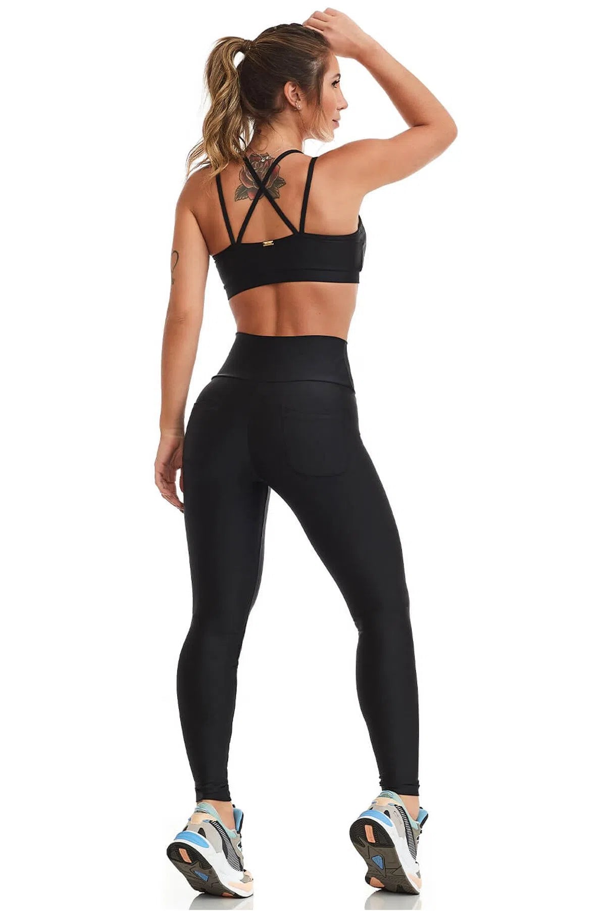Calça Legging com Zíper Básica Preta