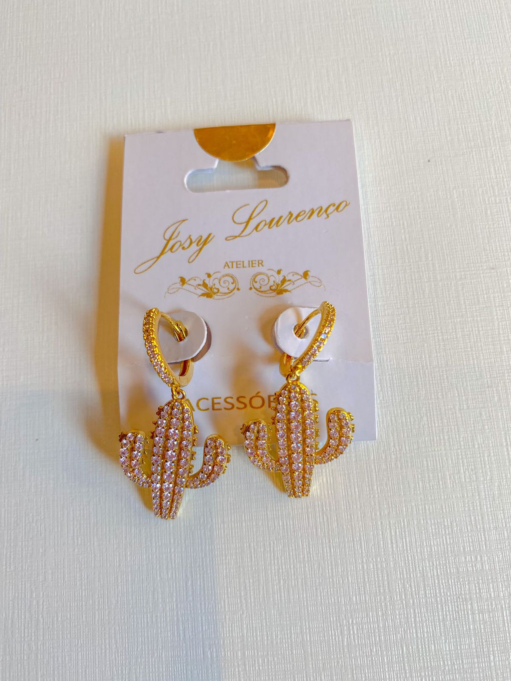 Semi Joia cactos toda cravejada em zirconia