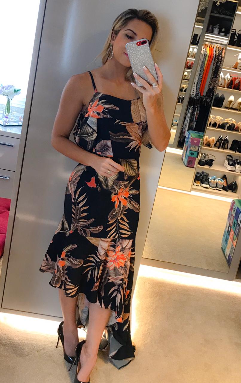 Vestido Alfaiataria em Seda Flowers