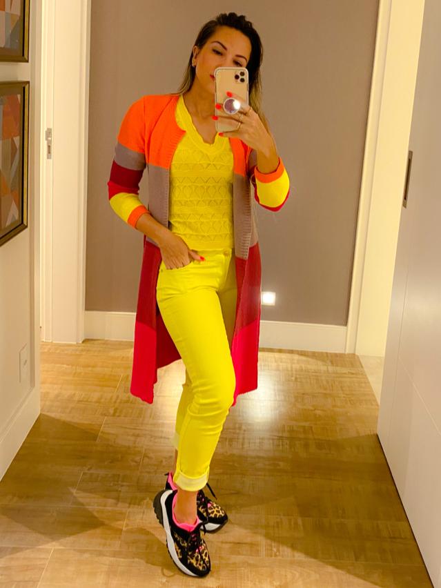 Max Cardigan colorido neon
