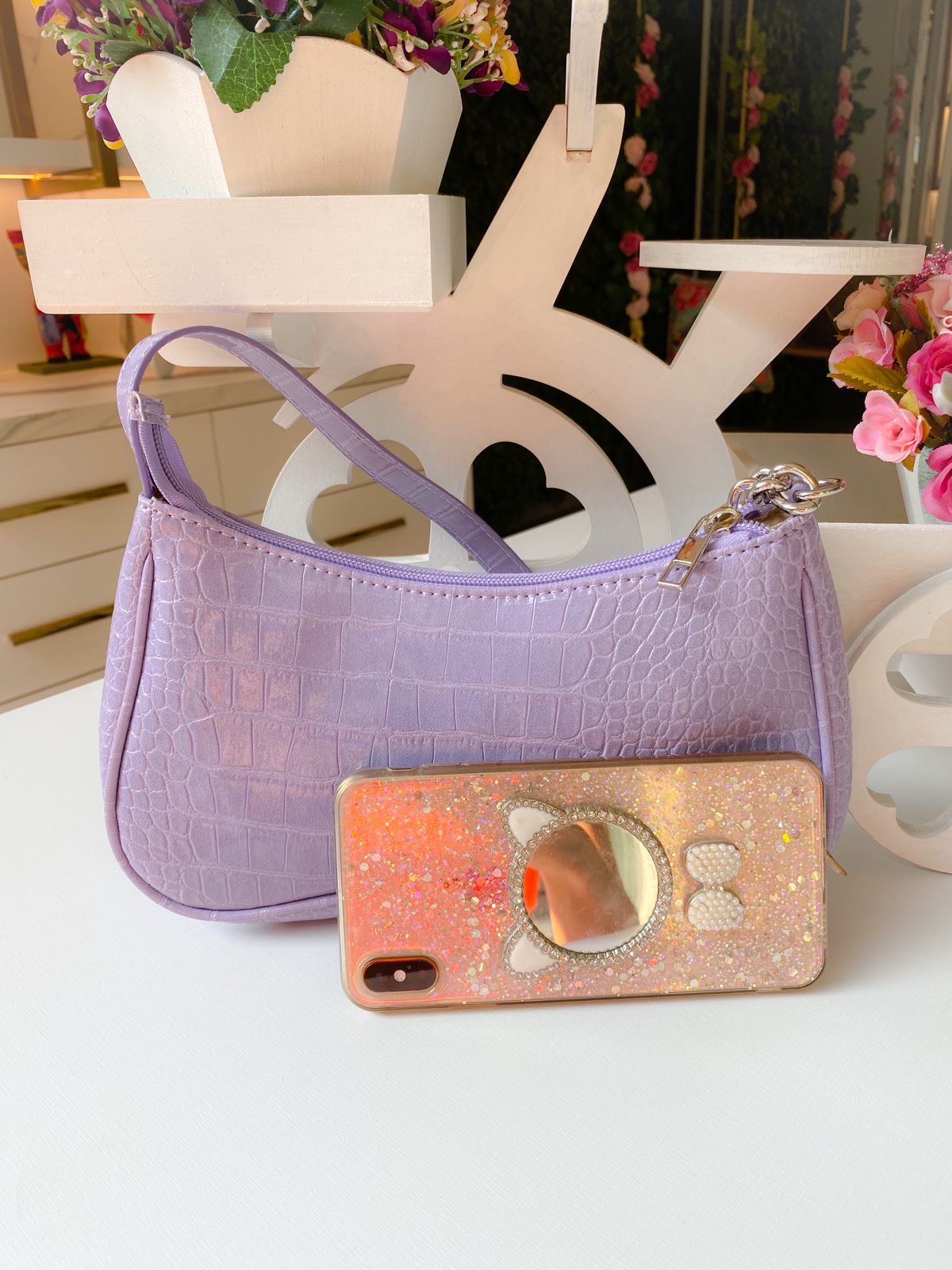 Bolsa Lilas Crocodilo