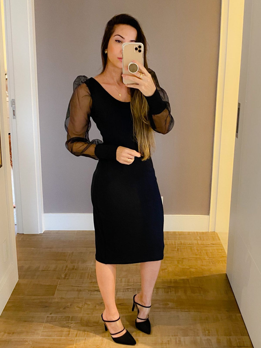 VESTIDO MIDI MANGA ORGANZA