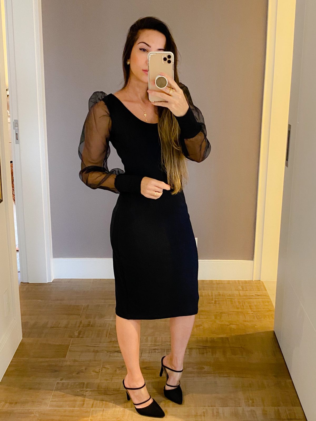 VESTIDO MIDI MANGA ORGANZA