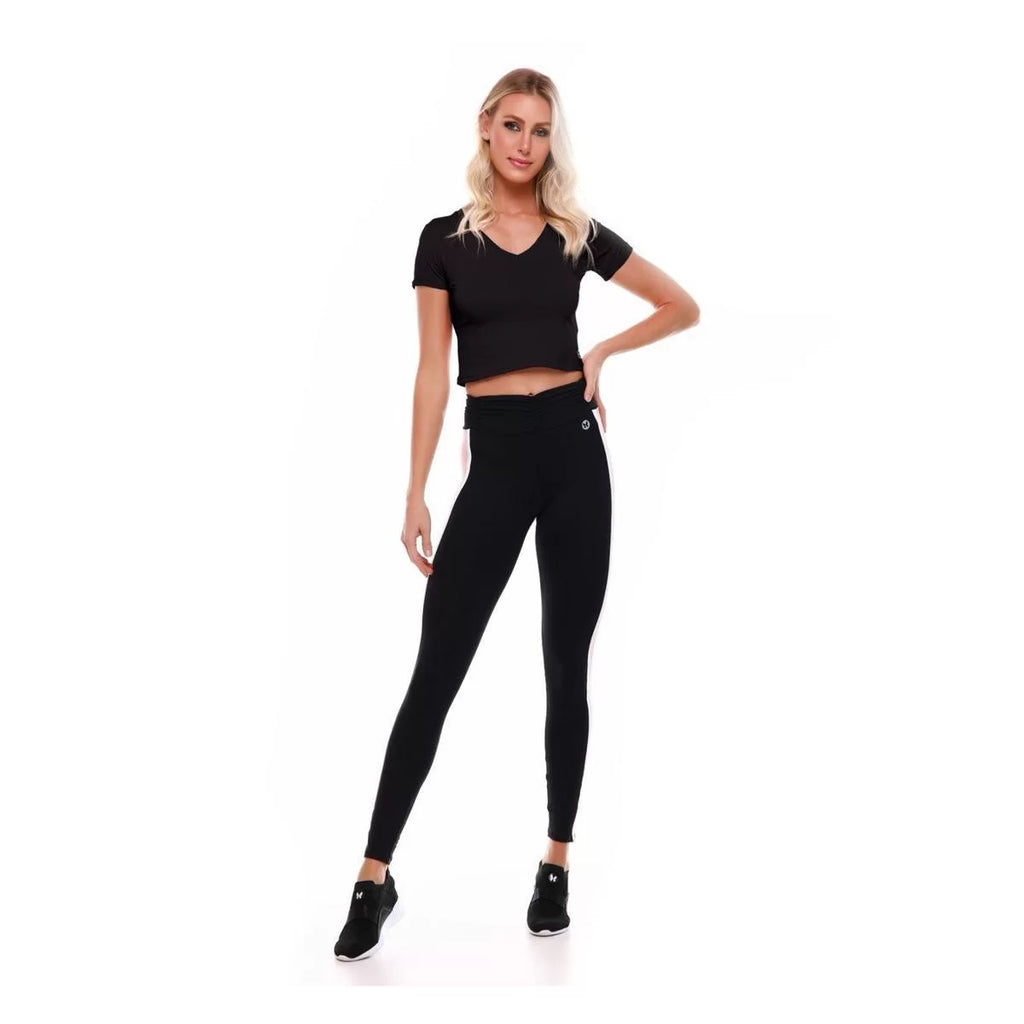 Blusa Fitness Manga Curta Marble Hill Preto