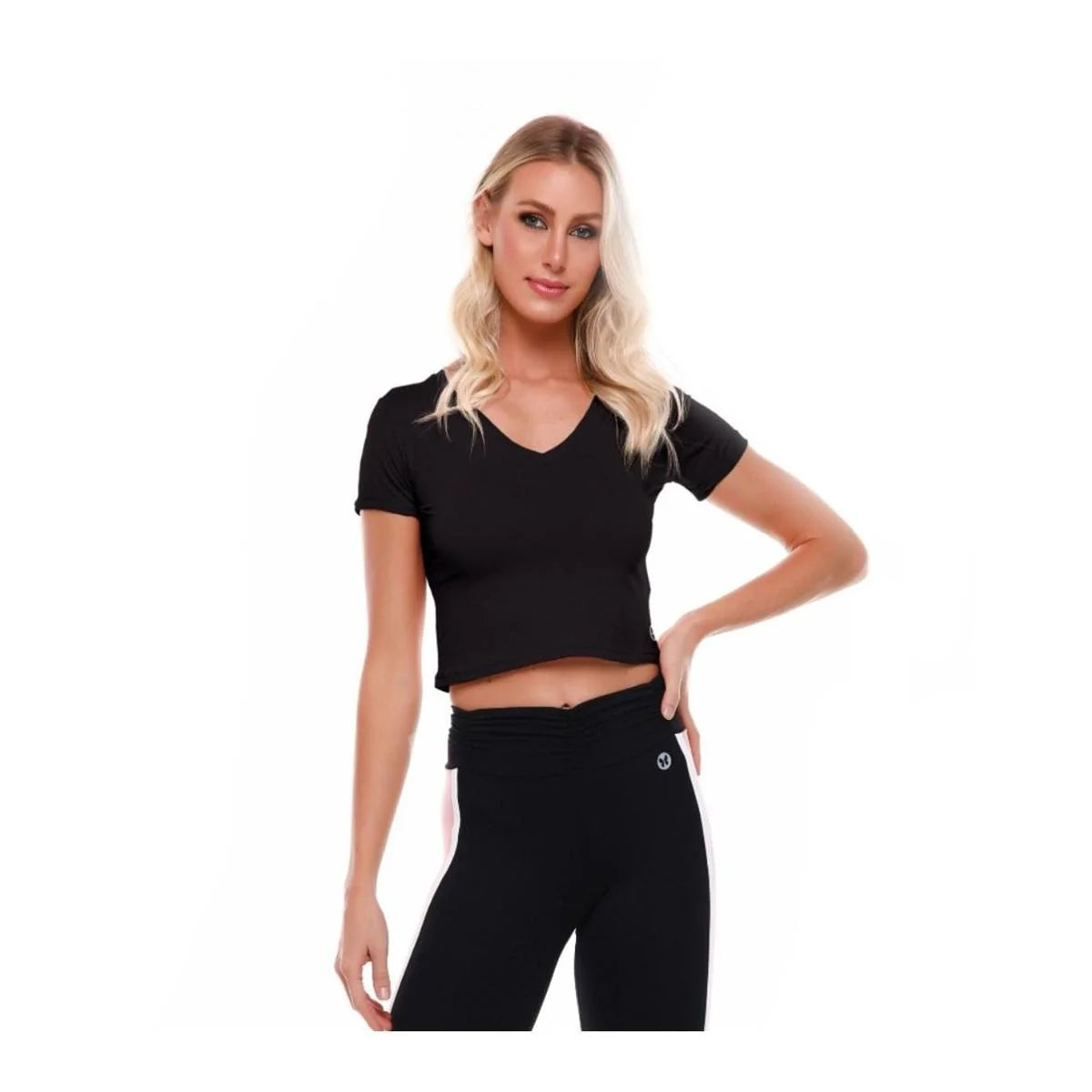 Blusa Fitness Manga Curta Marble Hill Preto