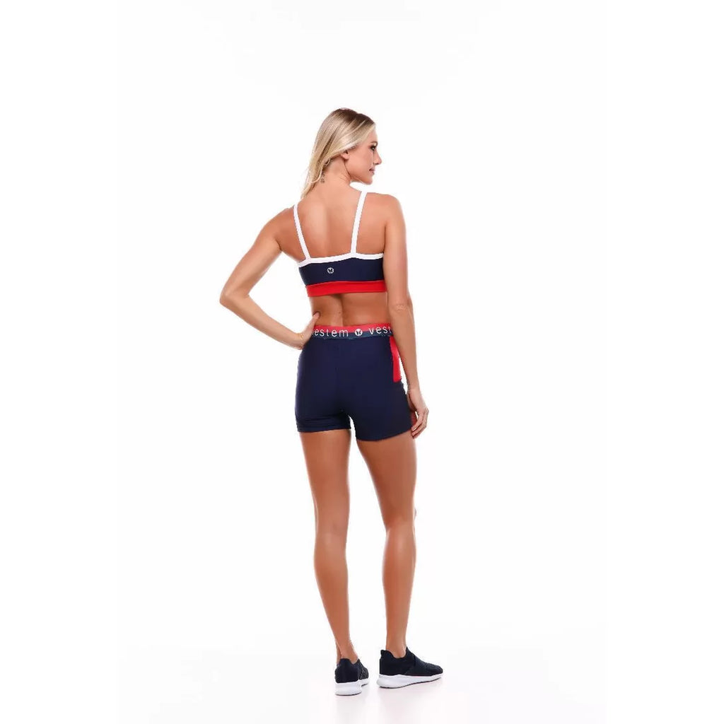 Short Vestem Italia Azul Marinho Com Vermelho