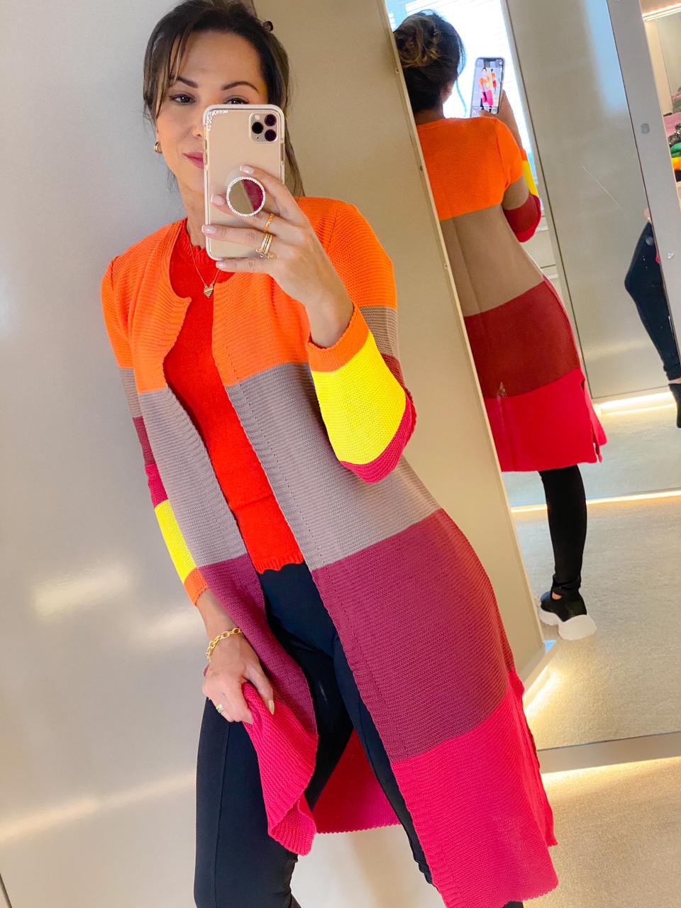 Max Cardigan colorido neon