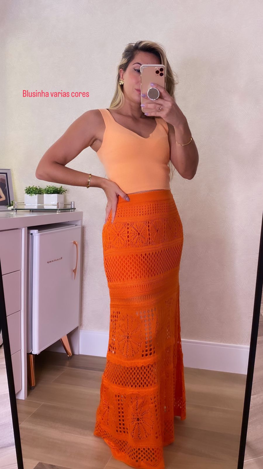 Saia tricot detalhe em flor Grazi