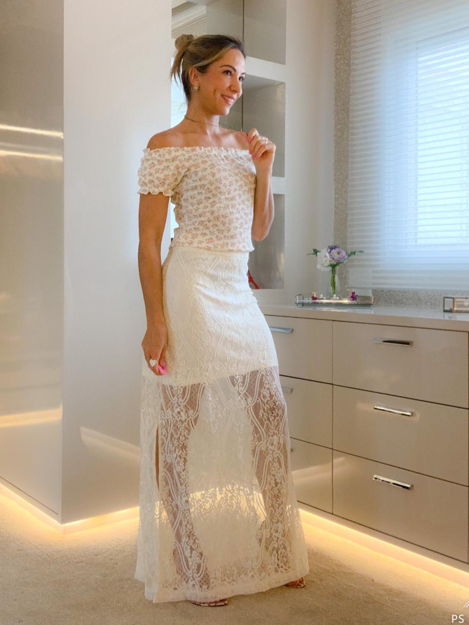 SAIA LONGA DE RENDA OFF WHITE